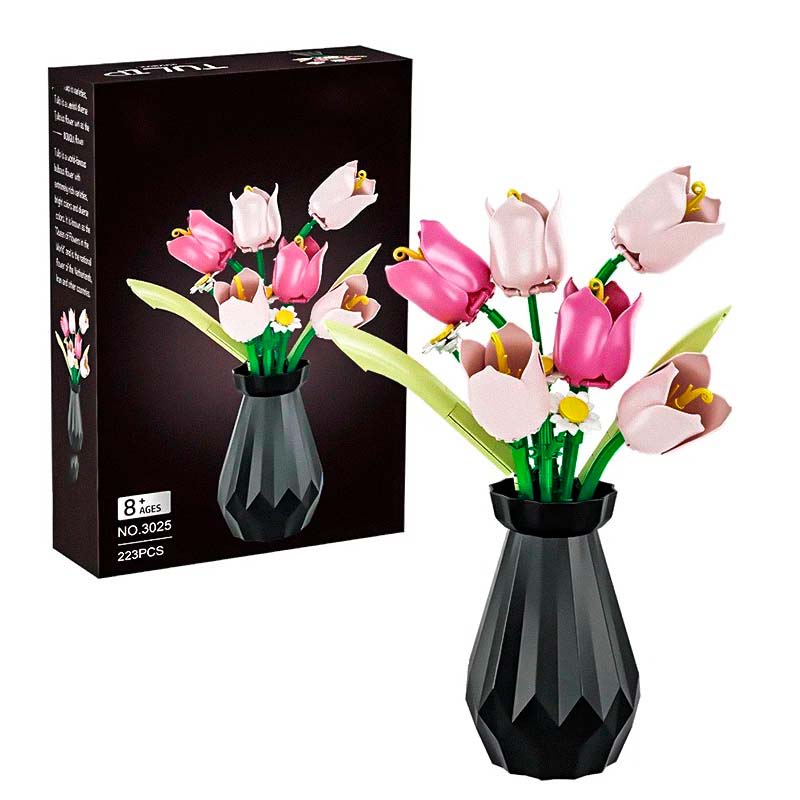 3D Rose & Tulip Flower Building Block Set 💐 - Lovegentilezza
