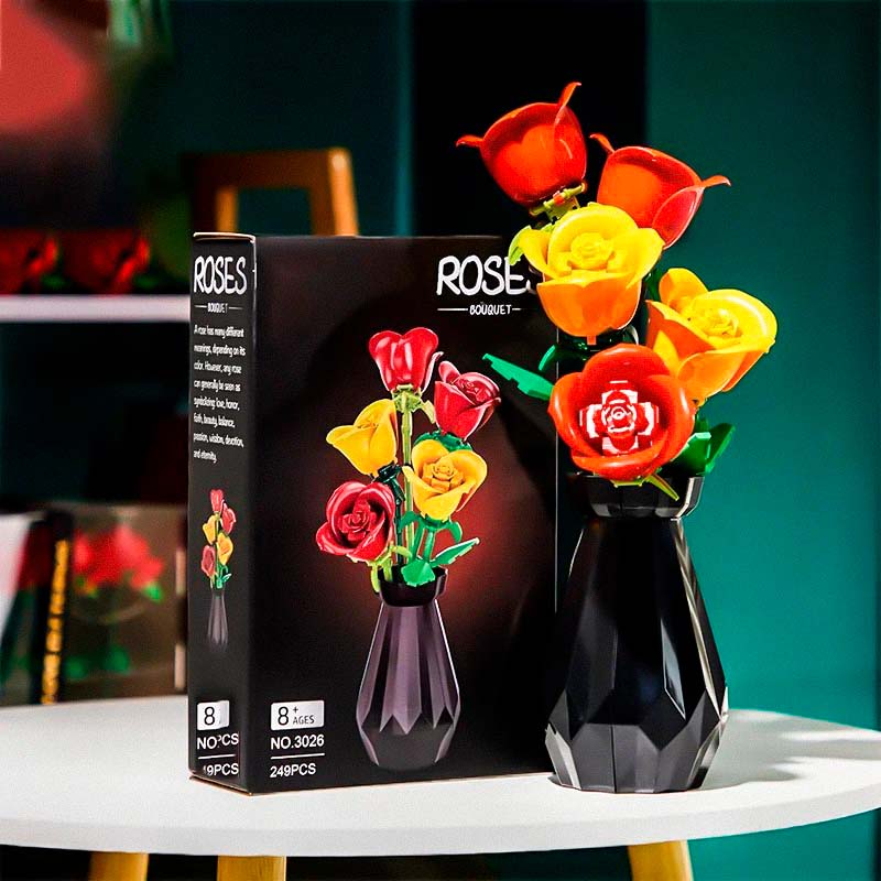3D Rose & Tulip Flower Building Block Set 💐 - Lovegentilezza