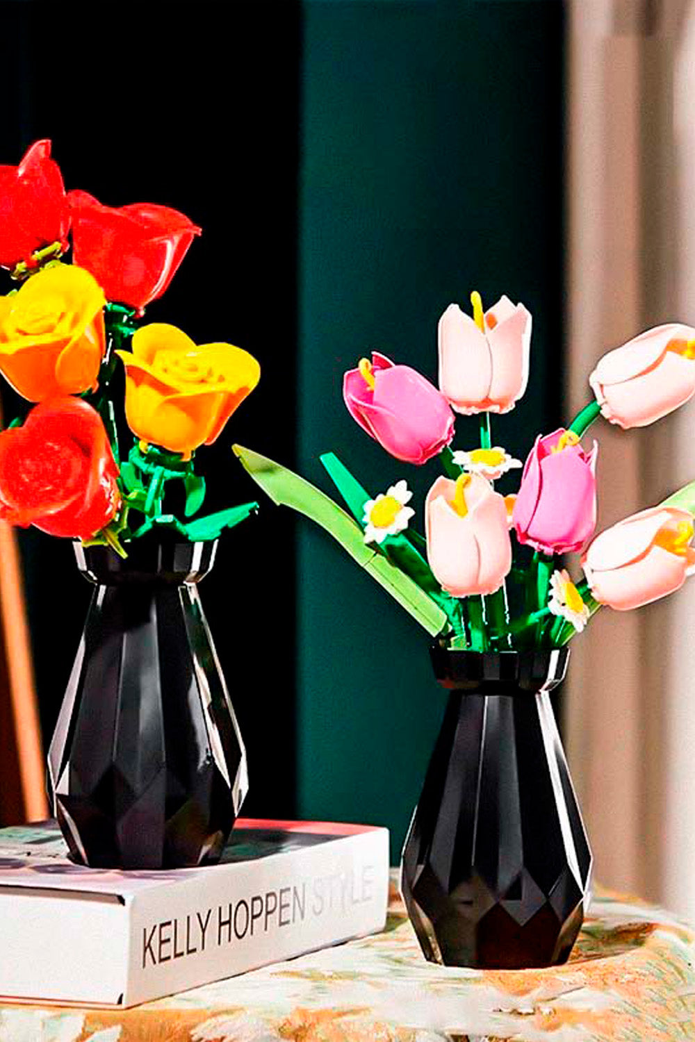 3D Rose & Tulip Flower Building Block Set 💐